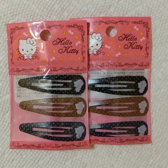 Hello Kitty Accessories - Sanrio Hello Kitty Hair Barrettes Clips Accessories 2 pack - 3 pairs
